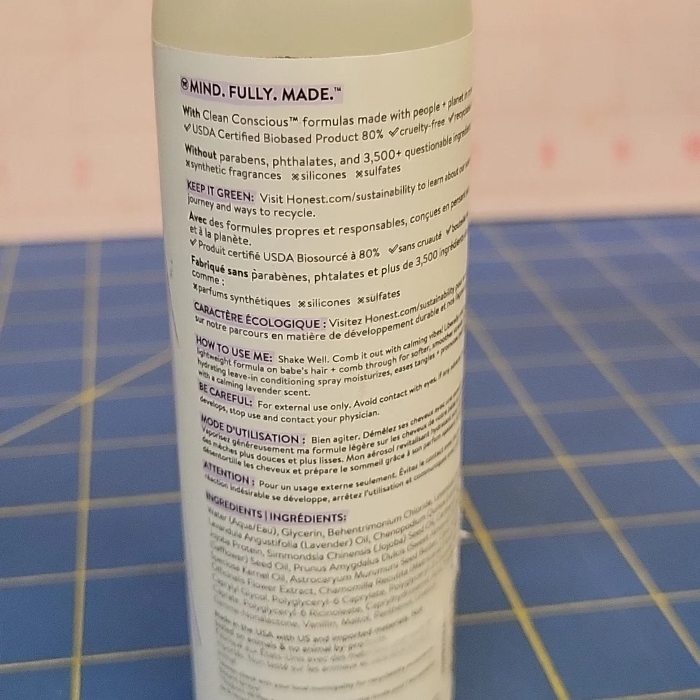 Honest Lavender Calm Leave-In Conditioner Detangler 118ml Spray Bottle New